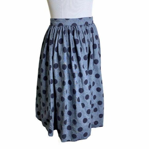 ModCloth Navy Blue Polka Dot  Knee Length Skirt - Picture 4 of 9